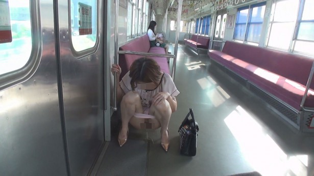 【電車内放尿エロ画像】コレってガチで逮捕されたヤツだろ？露出癖拗らせた女が電車内でおしっこしてるぞｗｗｗｗ その2